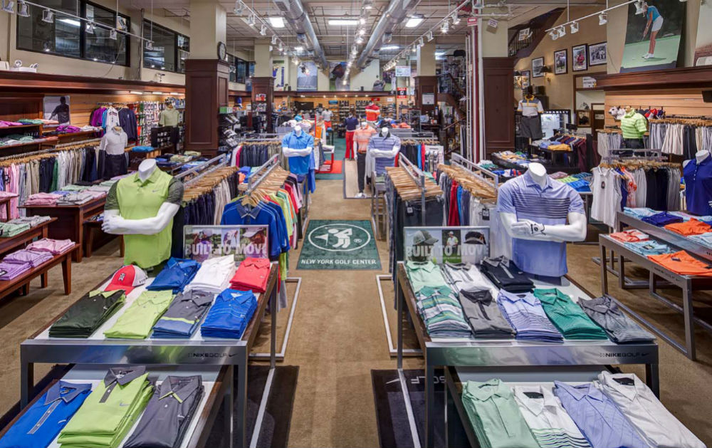 Wide angle shot of 1st floor of herald square flagship store New York Golf Center Herald Square Location